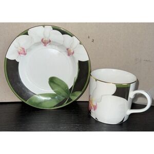 Fairfield Fine China White Orchid Tea Cup And Saucer Set 8 oz